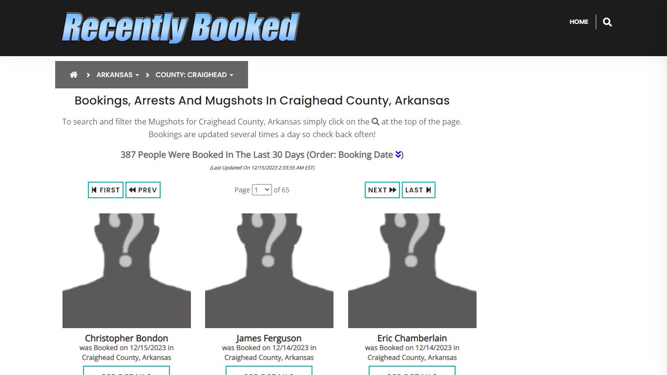 Bookings, Arrests and Mugshots in Craighead County, Arkansas